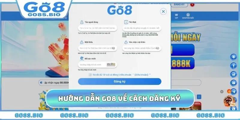 Hướng dẫn GO8 về cách đăng ký tài khoản
